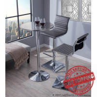 Lumisource BS-MASTER GY Masters Contemporary Adjustable Barstool with Swivel in Grey Faux Leather 